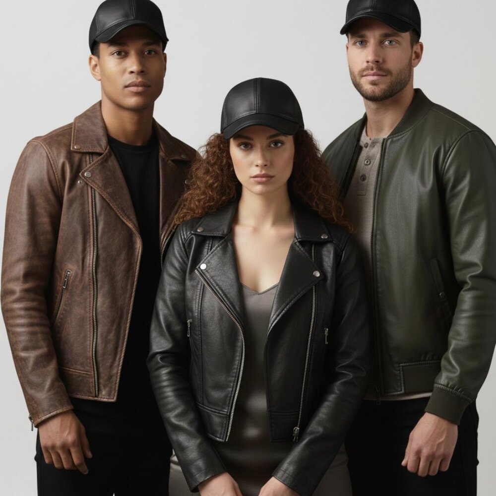 Black Genuine Leather Cap Leather Baseball Cap Handmade Leather Cap Unisex - Picture 6 of 6